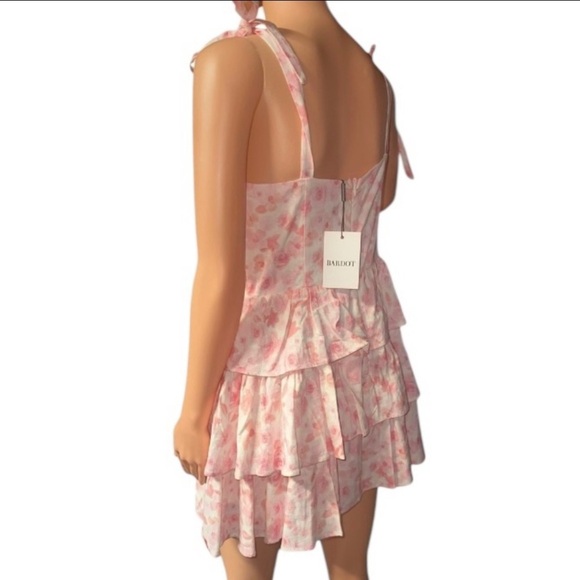 BARDOT Laurie Floral Pink Coquette Fairy Linen Mini Dress ~ Size M ~ NWT - Picture 4 of 11